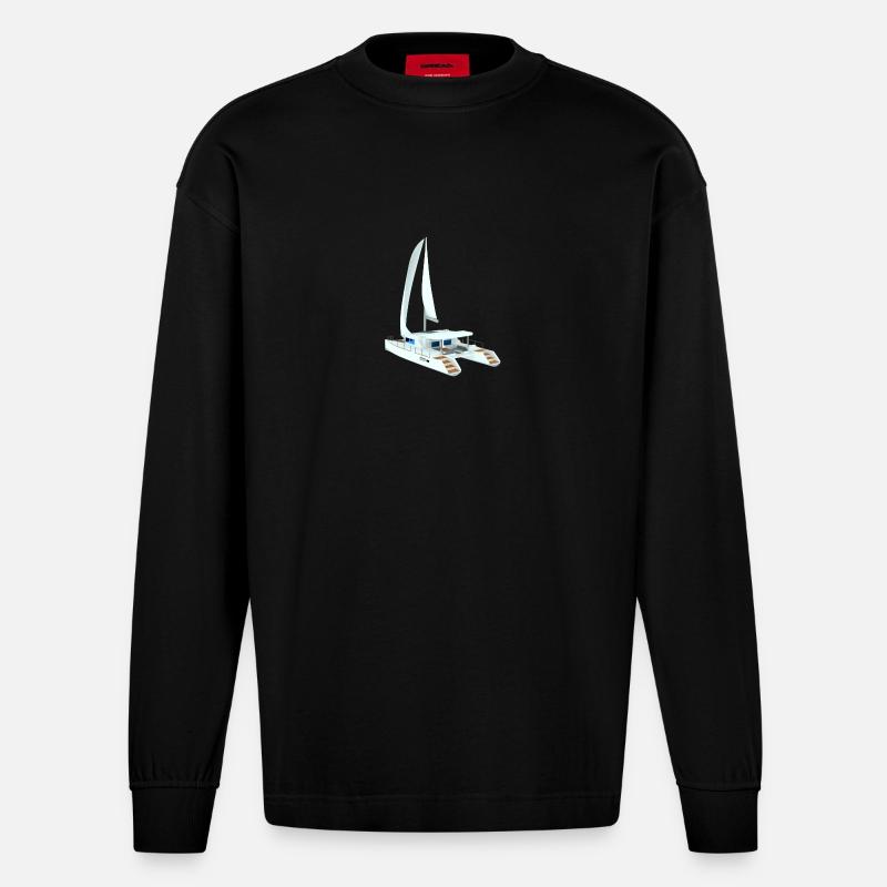 Katamaran 3D Back - Heavyweight Oversized Organic Langarmshirt Made in EU - SOLID BLACK