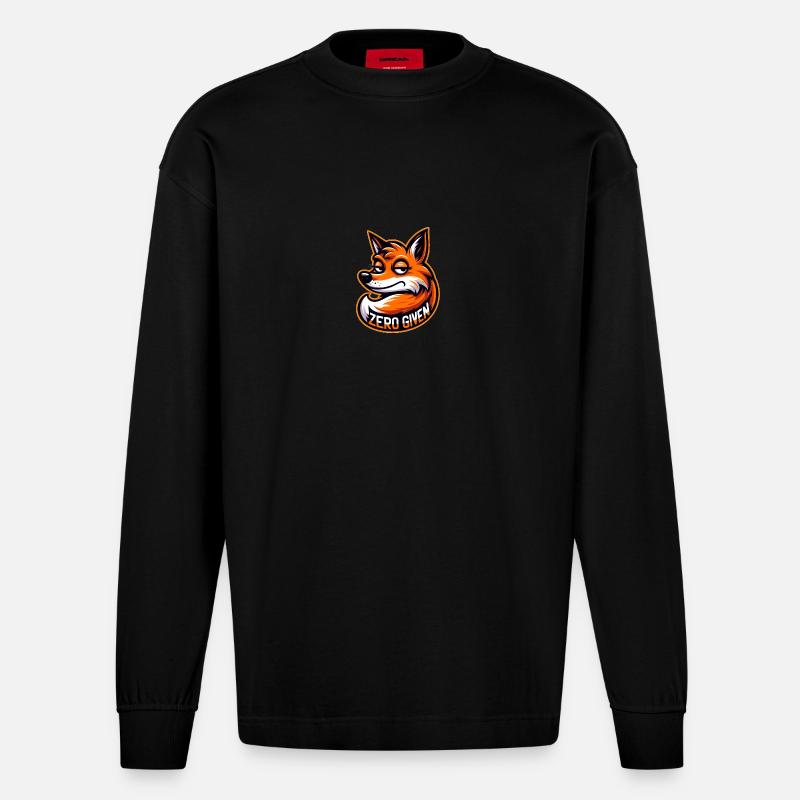 Zero Given - Fuchs Illustration - Heavyweight Oversized Organic Langarmshirt Made in EU - SOLID BLACK