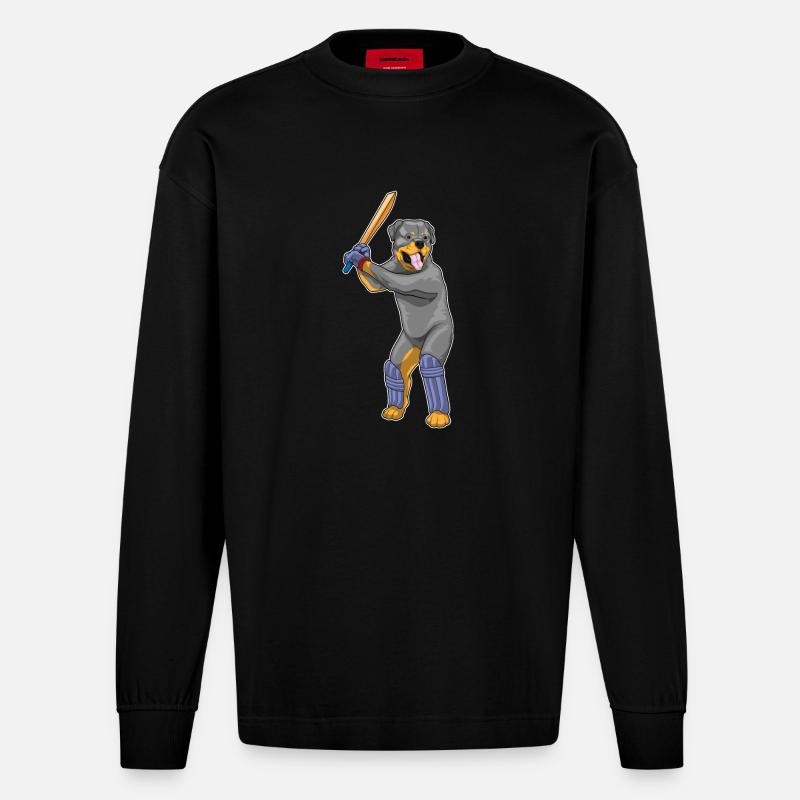 Battes de cricket Rottweiler - Manches longues bio épais oversize fabriqué en UE - SOLID BLACK