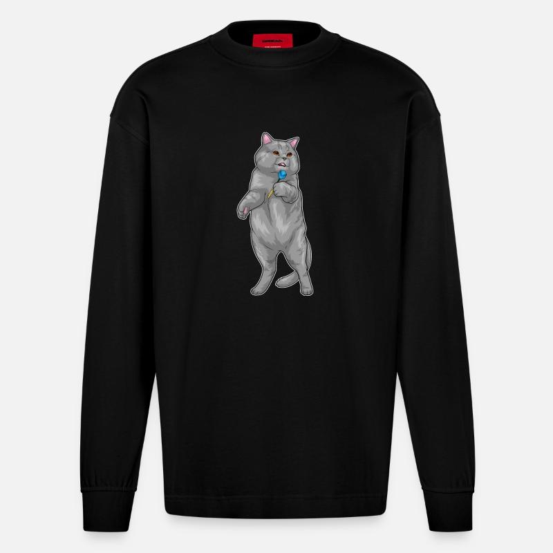 Cat Dart Dart - Manches longues bio épais oversize fabriqué en UE - SOLID BLACK