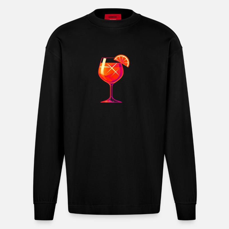 Party Spritz Glas Geschenkidee - Heavyweight Oversized Organic Langarmshirt Made in EU - SOLID BLACK