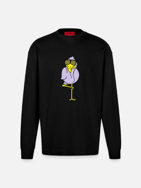 flamingo_002 - Manches longues bio épais oversize fabriqué en UE - SOLID BLACK