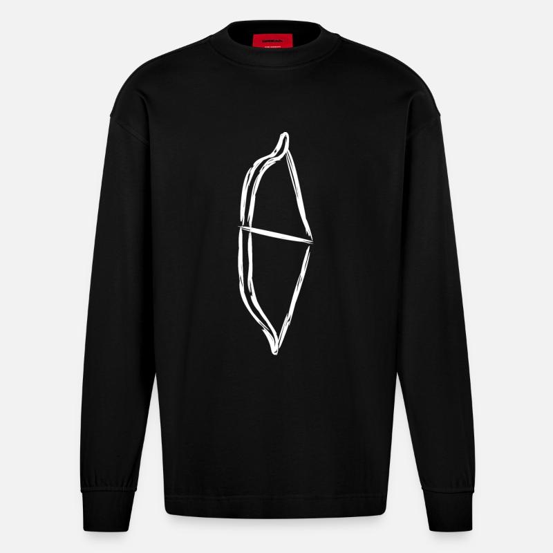 Bogen Skizze - Heavyweight Oversized Organic Langarmshirt Made in EU - SOLID BLACK