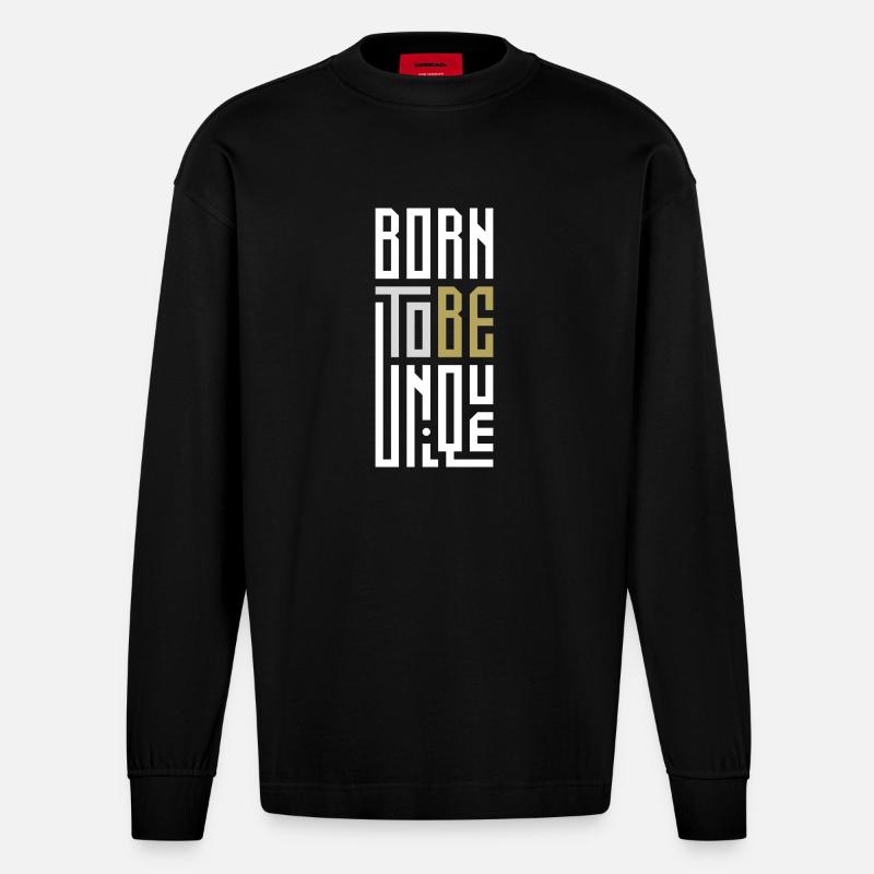 Geboren, um einzigartig zu sein - Heavyweight Oversized Organic Langarmshirt Made in EU - SOLID BLACK