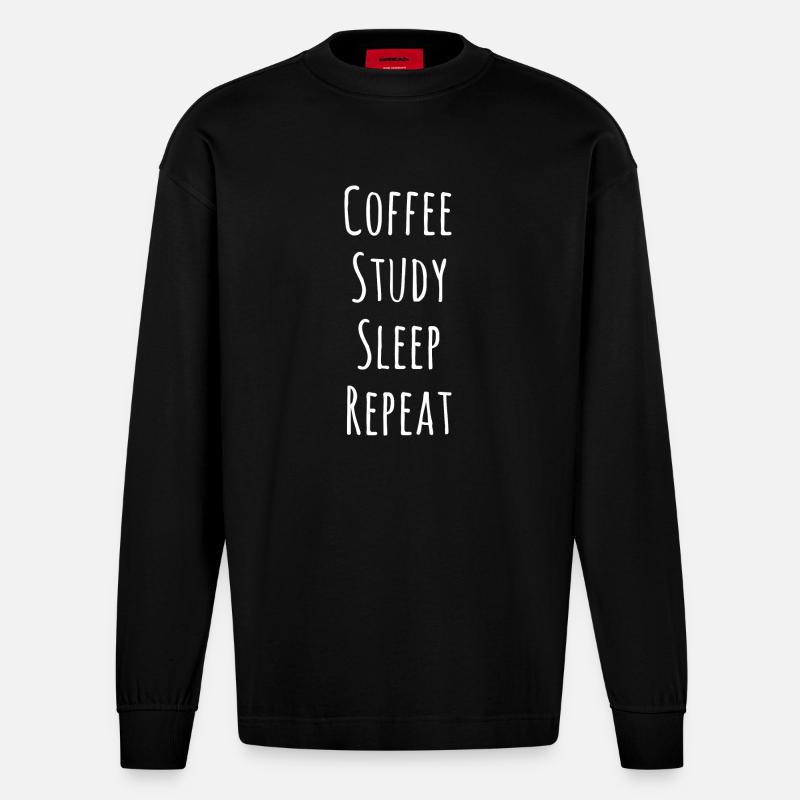 Student Schüler Geschenk Geschenkidee Kaffee - Heavyweight Oversized Organic Langarmshirt Made in EU - SOLID BLACK