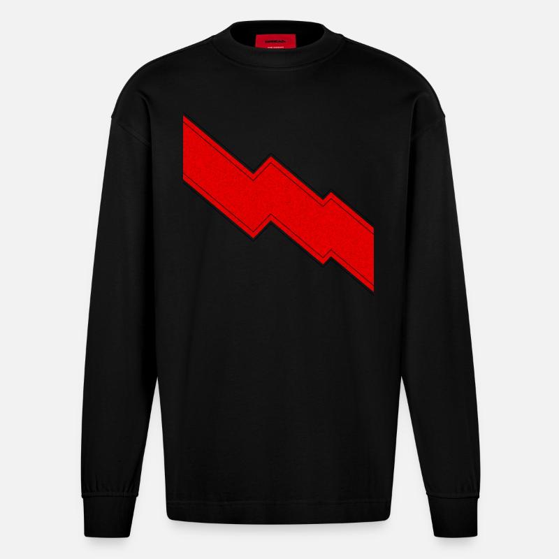 Roter Blitz Zeichen Geschenk - Heavyweight Oversized Organic Langarmshirt Made in EU - SOLID BLACK