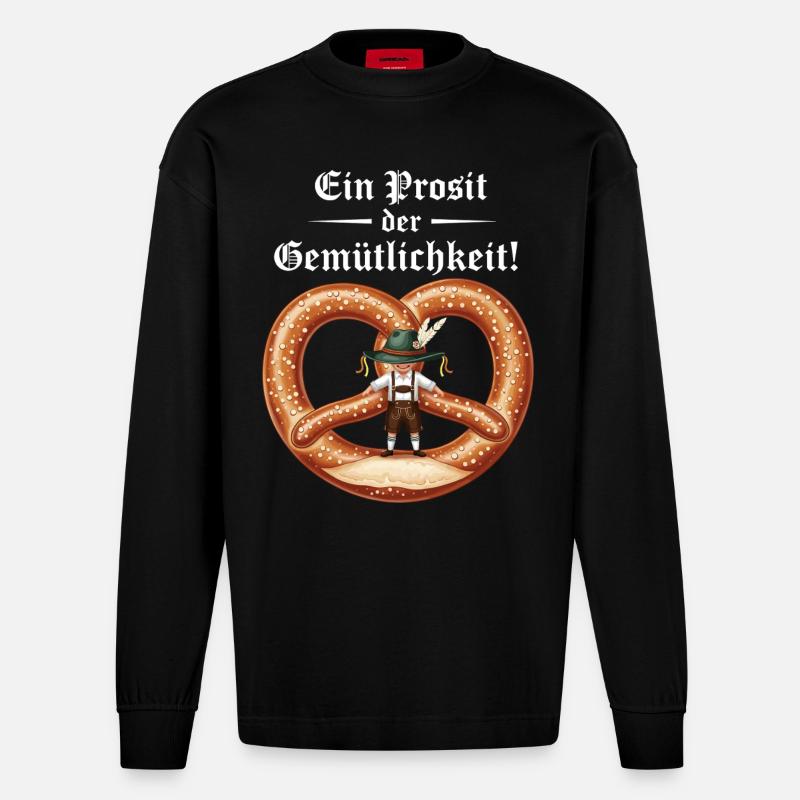 Ein Prosit der Gemütlichkeit ! - Heavyweight Oversized Organic Langarmshirt Made in EU - SOLID BLACK