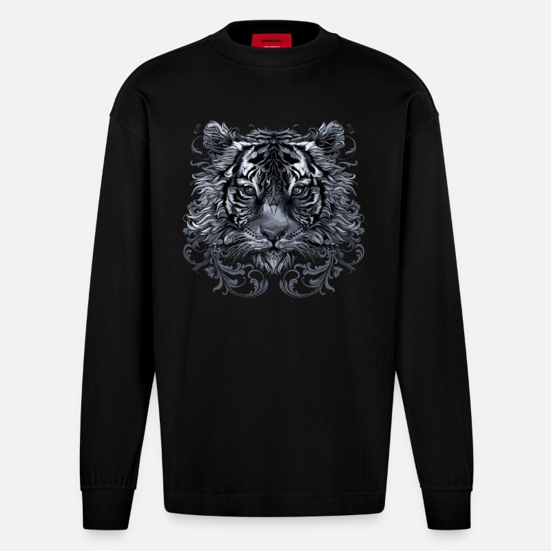 Tiger - Heavyweight Oversized Organic Langarmshirt Made in EU - SOLID BLACK