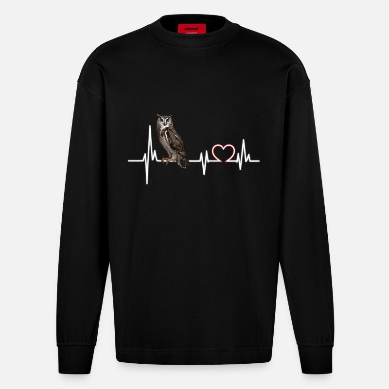 Eule - Heavyweight Oversized Organic Langarmshirt Made in EU - SOLID BLACK