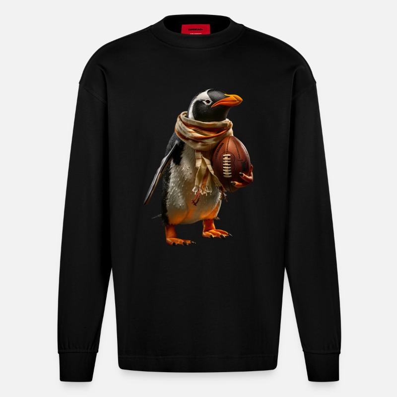 Pinguin - Heavyweight Oversized Organic Langarmshirt Made in EU - SOLID BLACK