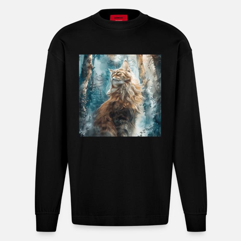 Chat - Manches longues bio épais oversize fabriqué en UE - SOLID BLACK