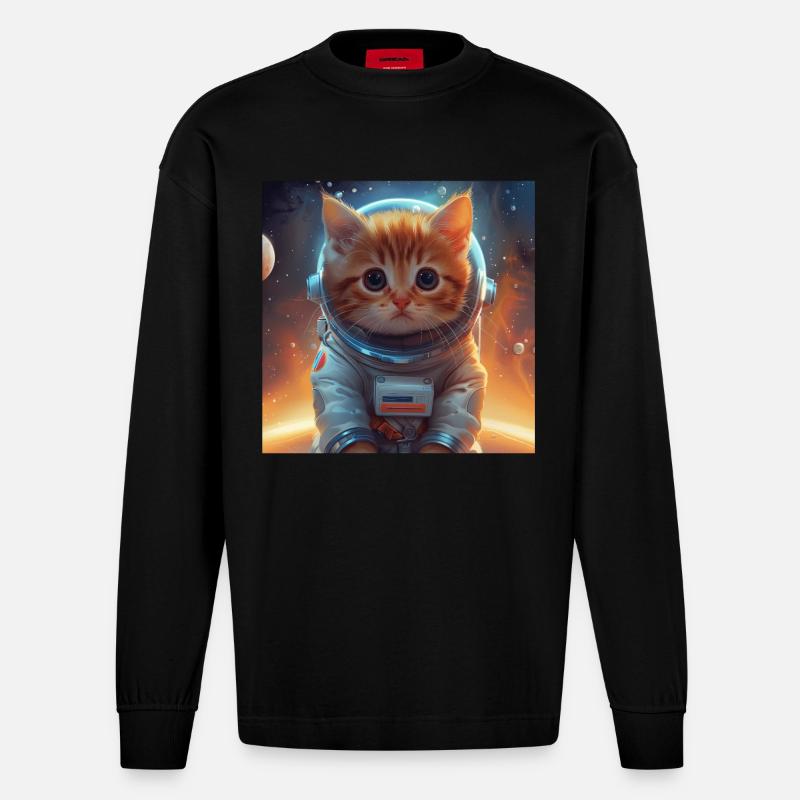 Chat - Manches longues bio épais oversize fabriqué en UE - SOLID BLACK