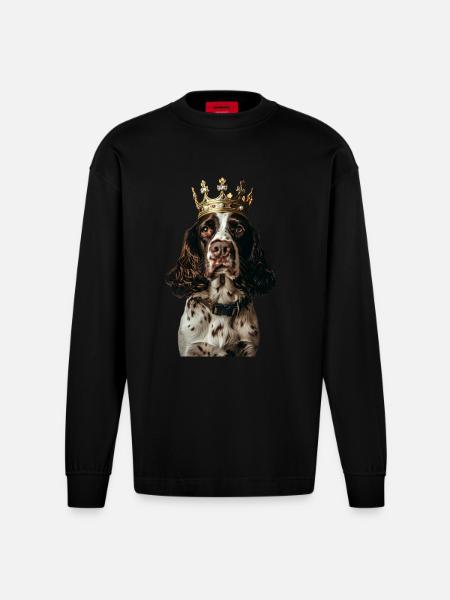 English Springer Spaniel - Heavyweight Oversized Organic Longsleeve Shirt Made in EU - SOLID BLACK