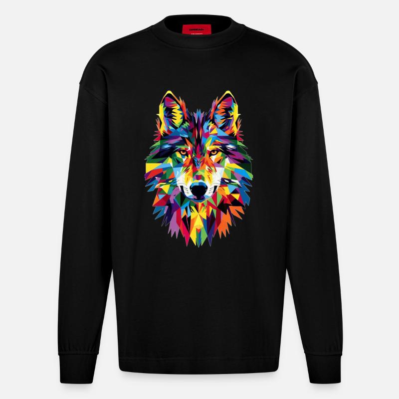 Wolf - Heavyweight Oversized Organic Langarmshirt Made in EU - SOLID BLACK