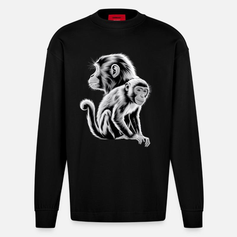 Monkey - Heavyweight Oversized Organic Longsleeve Shirt Made in EU - SOLID BLACK