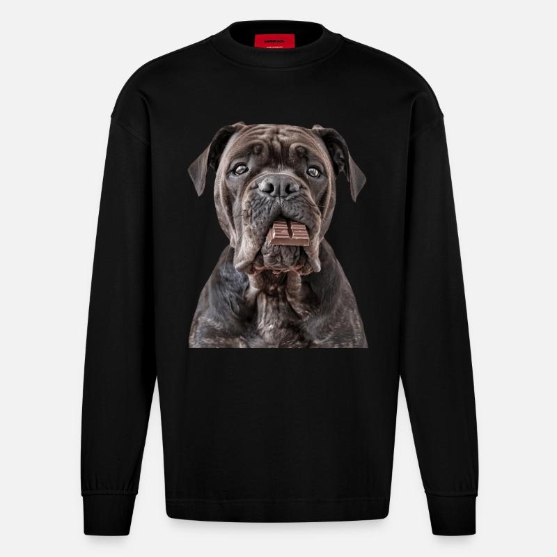 Cane Corso - Heavyweight Oversized Organic Langarmshirt Made in EU - SOLID BLACK