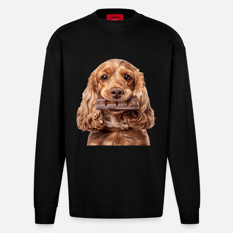Cocker Spaniel - Heavyweight Oversized Organic Langarmshirt Made in EU - SOLID BLACK