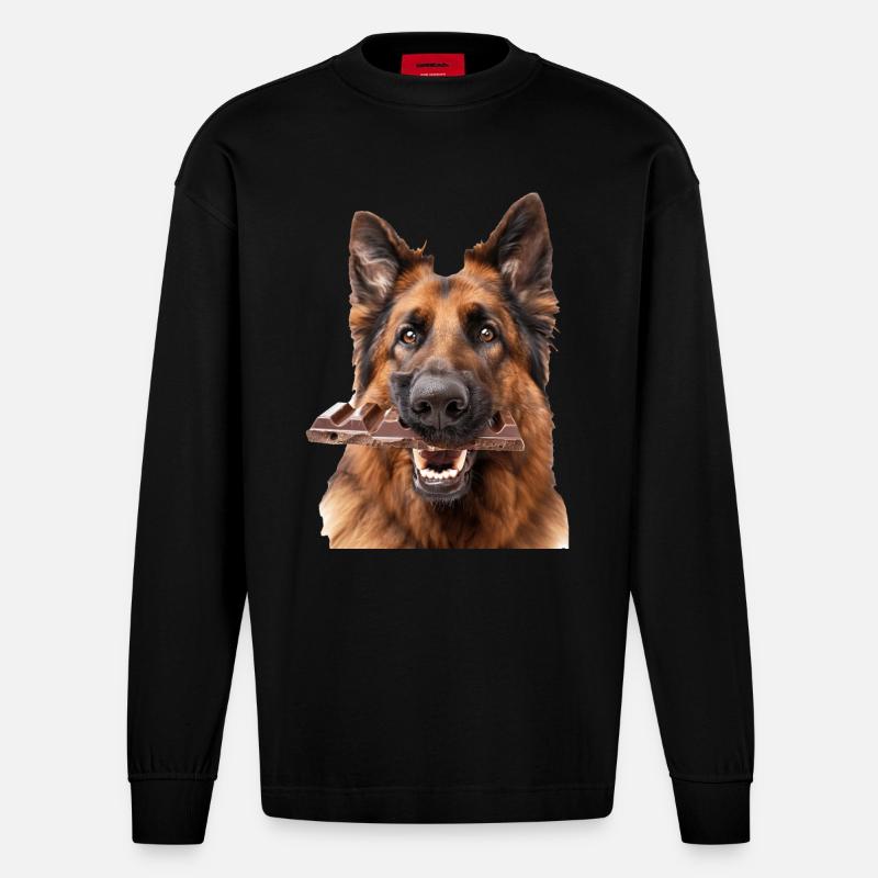 Deutscher Schäferhund - Heavyweight Oversized Organic Langarmshirt Made in EU - SOLID BLACK