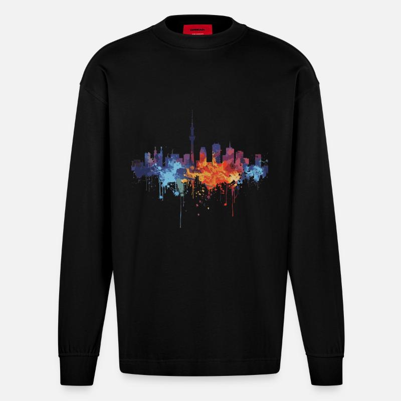 Hiroshima - Manches longues bio épais oversize fabriqué en UE - SOLID BLACK
