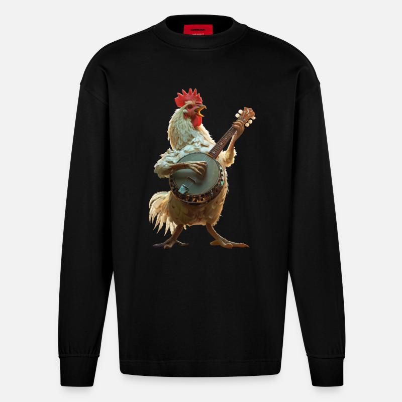 Banjo Coq - Manches longues bio épais oversize fabriqué en UE - SOLID BLACK