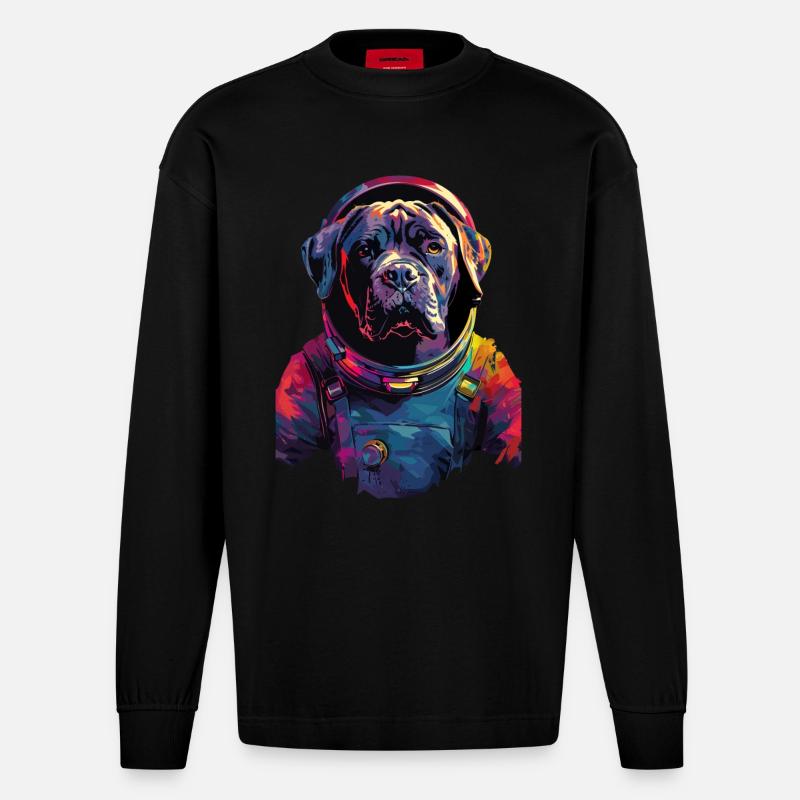 Cane Corso - Heavyweight Oversized Organic Langarmshirt Made in EU - SOLID BLACK