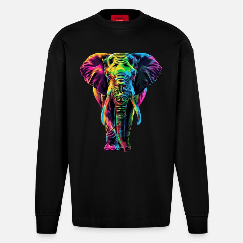 Elefant - Heavyweight Oversized Organic Langarmshirt Made in EU - SOLID BLACK