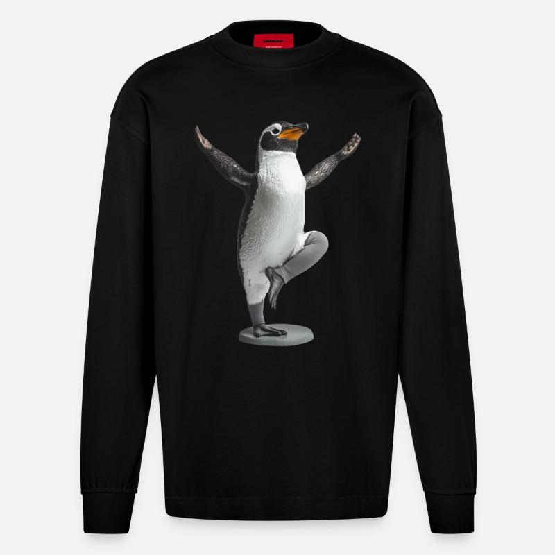 Pinguin - Heavyweight Oversized Organic Langarmshirt Made in EU - SOLID BLACK