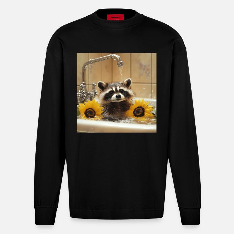 Waschbär - Heavyweight Oversized Organic Langarmshirt Made in EU - SOLID BLACK