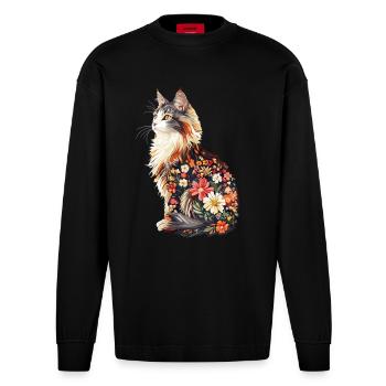 Maine Coon - Heavyweight Oversized Organic Langarmshirt Made in EU - SOLID BLACK - Vorne