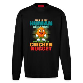 Chicken Nugget - Heavyweight Oversized Organic Langarmshirt Made in EU - SOLID BLACK - Vorne
