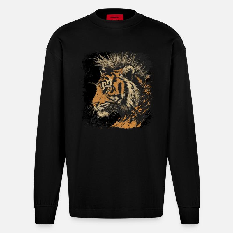 Tigerpunk - Manches longues bio épais oversize fabriqué en UE - SOLID BLACK