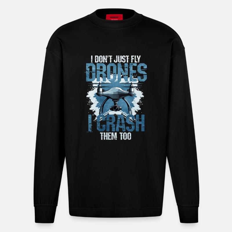 Drone - Heavyweight Oversized Organic Langarmshirt Made in EU - SOLID BLACK