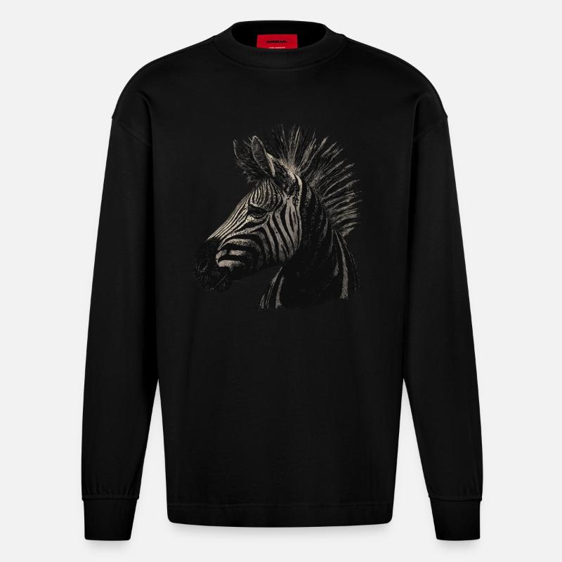 Zebra Punk - Heavyweight Oversized Organic Langarmshirt Made in EU - SOLID BLACK
