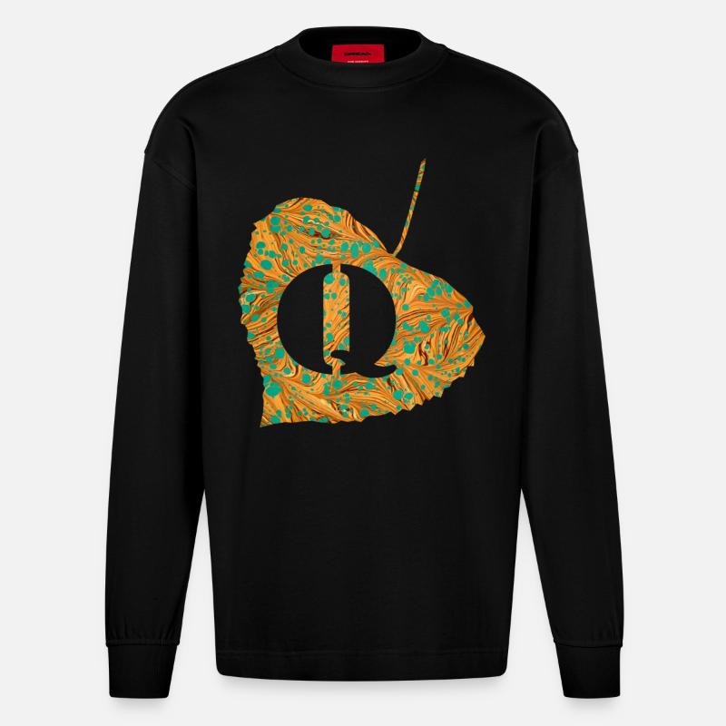 Feuille E 95 Q - Manches longues bio épais oversize fabriqué en UE - SOLID BLACK