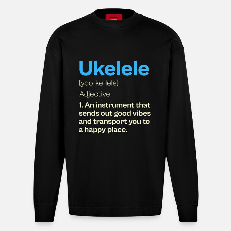 Ukelele Definition Gute Vibes Musik - Heavyweight Oversized Organic Langarmshirt Made in EU - SOLID BLACK