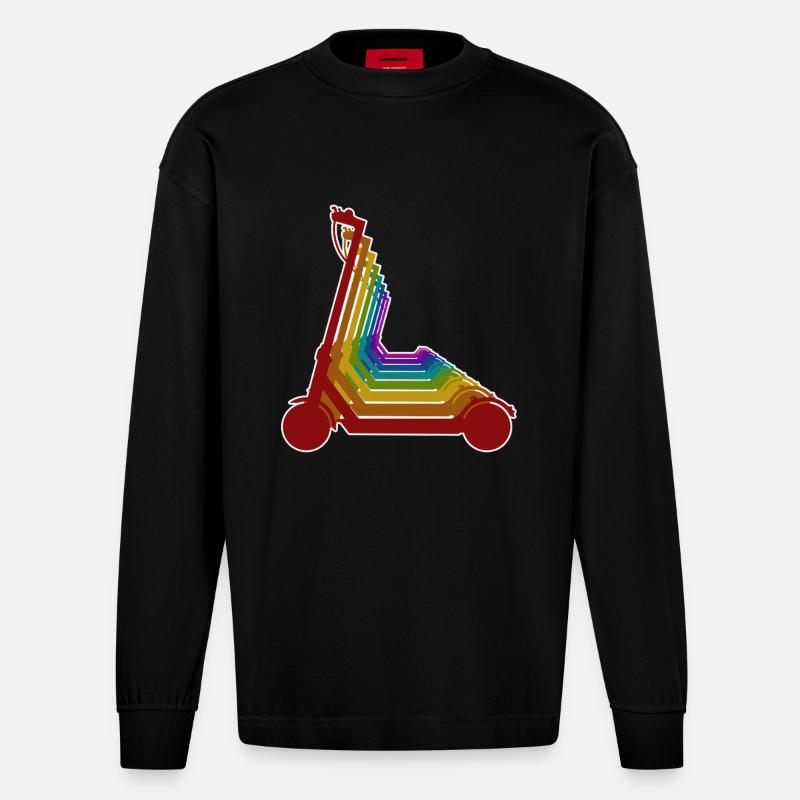 E-Scooter, Elektro Roller mit Akku - Heavyweight Oversized Organic Langarmshirt Made in EU - SOLID BLACK
