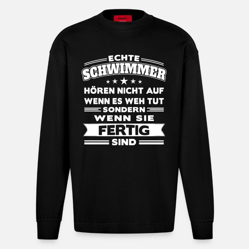 Echte Schwimmer - Heavyweight Oversized Organic Langarmshirt Made in EU - SOLID BLACK