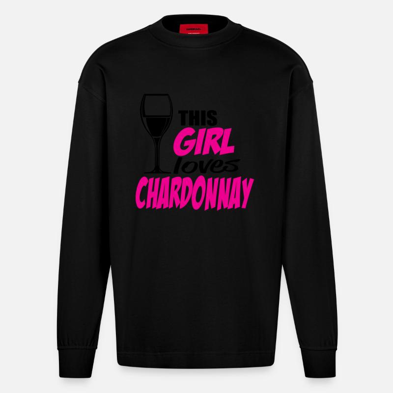 Chardonnay - Manches longues bio épais oversize fabriqué en UE - SOLID BLACK