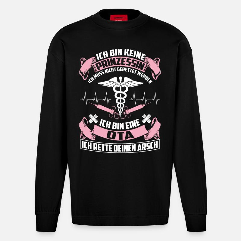 OTA - Operationstechnische Assistentin - Heavyweight Oversized Organic Langarmshirt Made in EU - SOLID BLACK