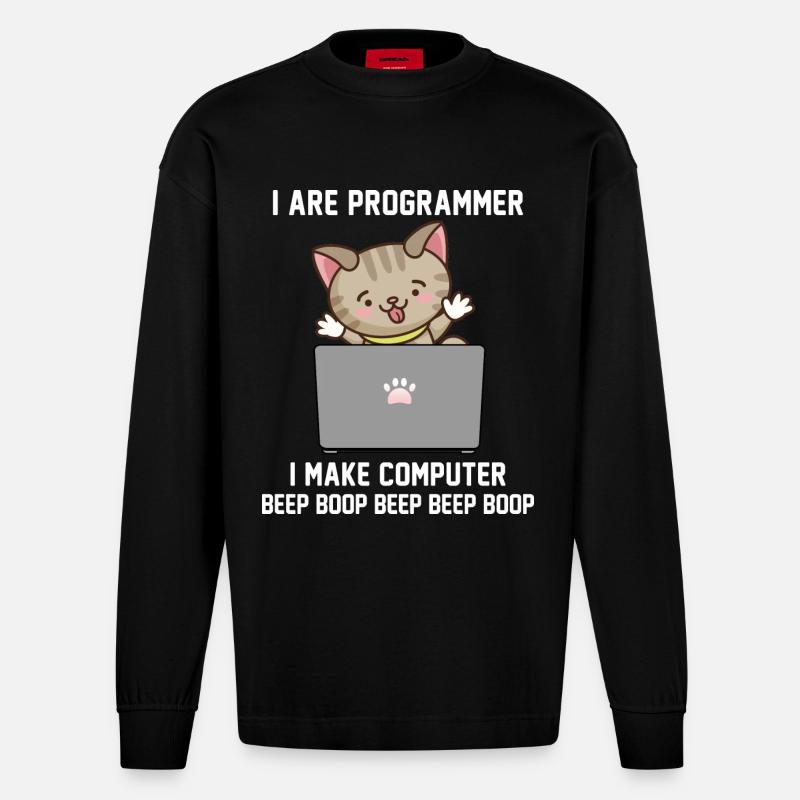 Programmeur - Manches longues bio épais oversize fabriqué en UE - SOLID BLACK