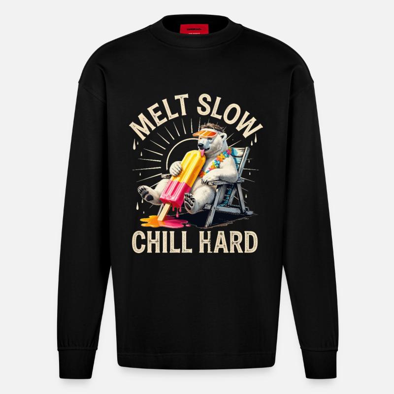 Schmelz langsam Chill Harter Bär - Heavyweight Oversized Organic Langarmshirt Made in EU - SOLID BLACK