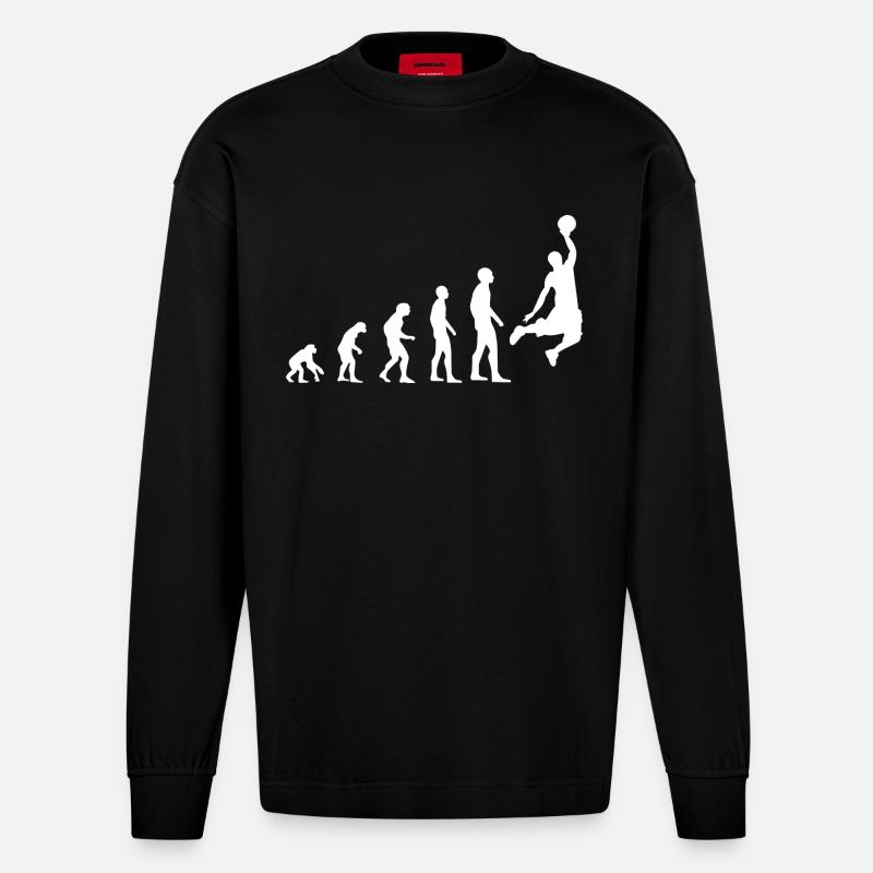 Evolution du basket - Manches longues bio épais oversize fabriqué en UE - SOLID BLACK