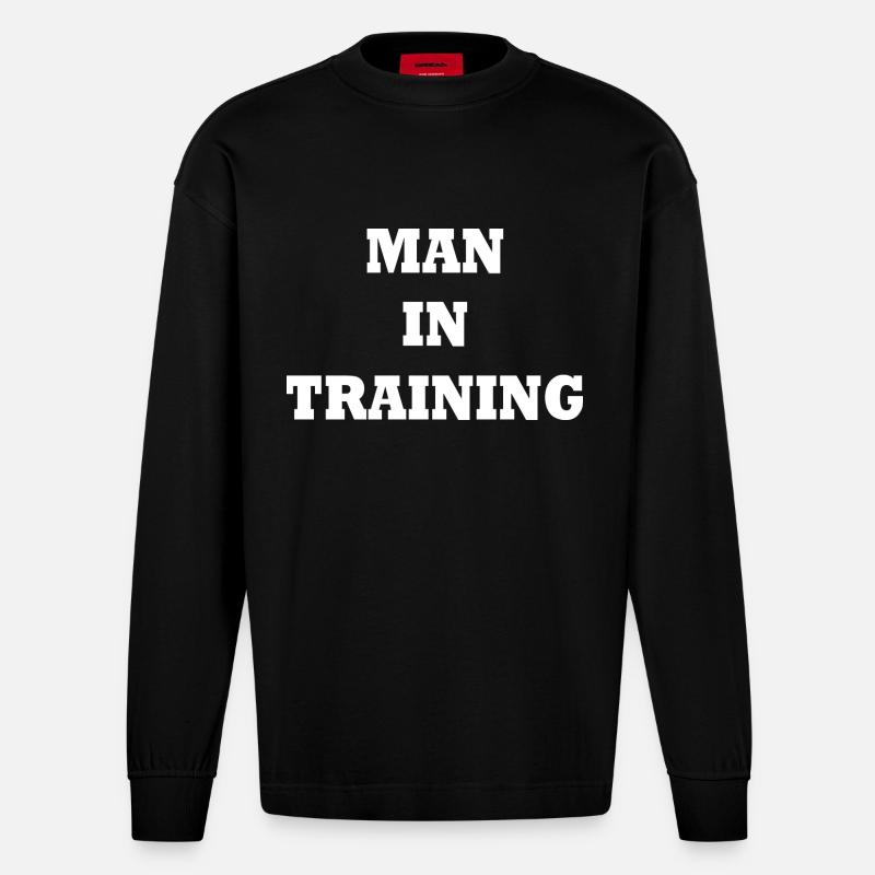 Man in Training - Manches longues bio épais oversize fabriqué en UE - SOLID BLACK