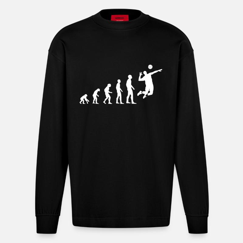 Volleyball Evolution - Heavyweight Oversized Organic Langarmshirt Made in EU - SOLID BLACK