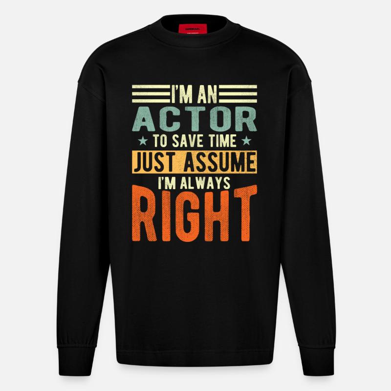 Schauspieler - Heavyweight Oversized Organic Langarmshirt Made in EU - SOLID BLACK
