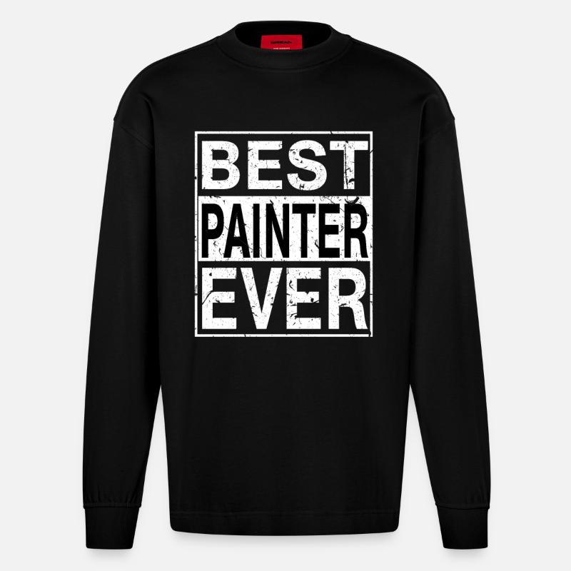 Best Painter Ever Painter Gift - Heavyweight Oversized Organic Longsleeve Shirt Made in EU - SOLID BLACK