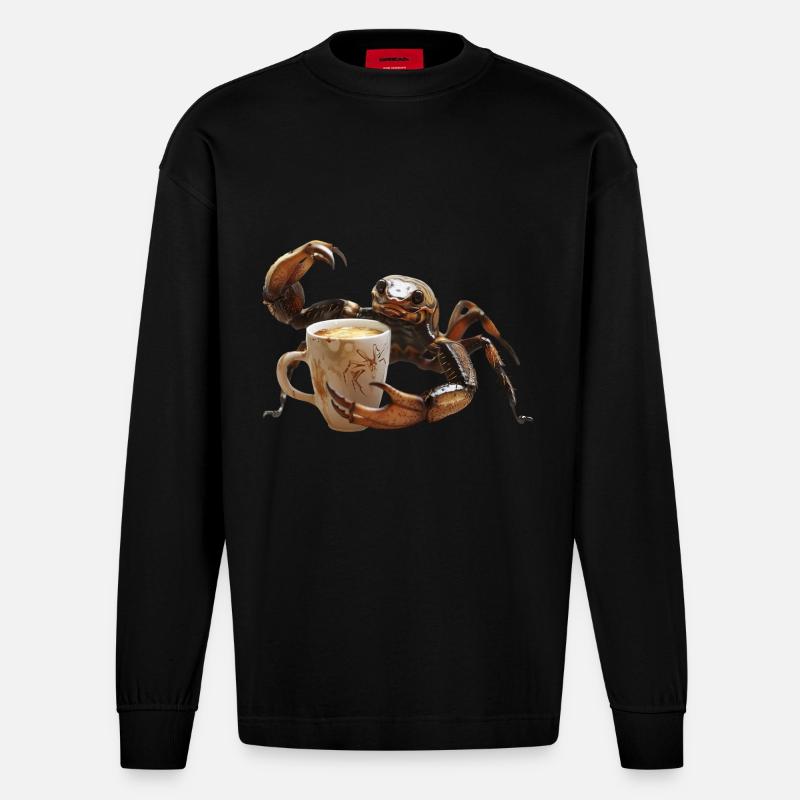 Skorpion Kaffee - Heavyweight Oversized Organic Langarmshirt Made in EU - SOLID BLACK