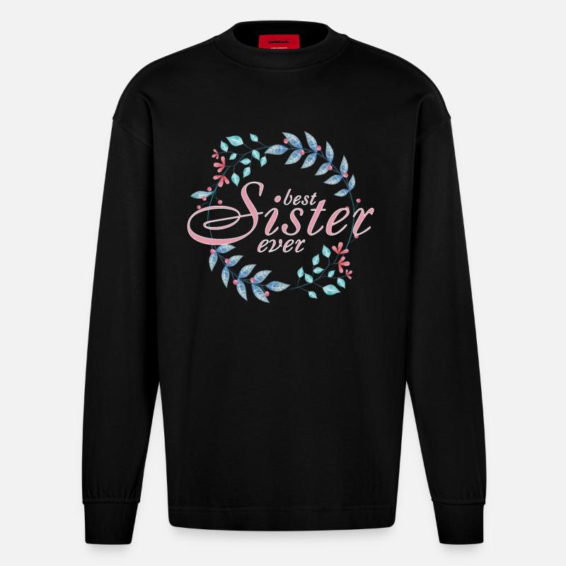 Beste Schwester - Heavyweight Oversized Organic Langarmshirt Made in EU - SOLID BLACK