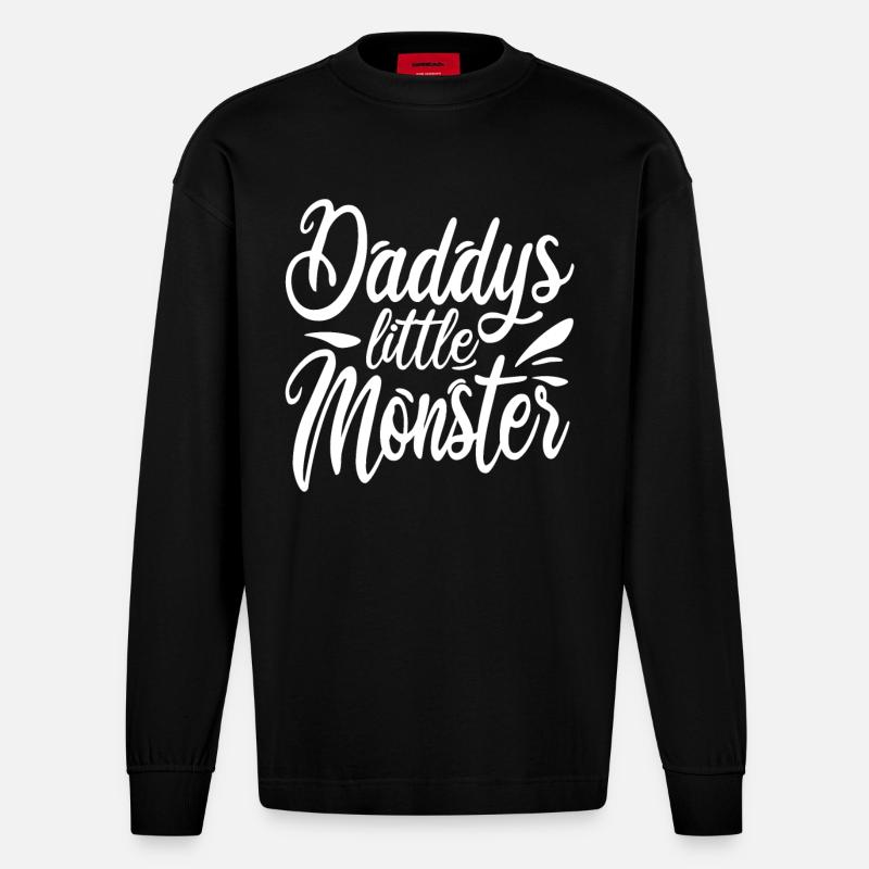 Le petit monstre de papa - Manches longues bio épais oversize fabriqué en UE - SOLID BLACK