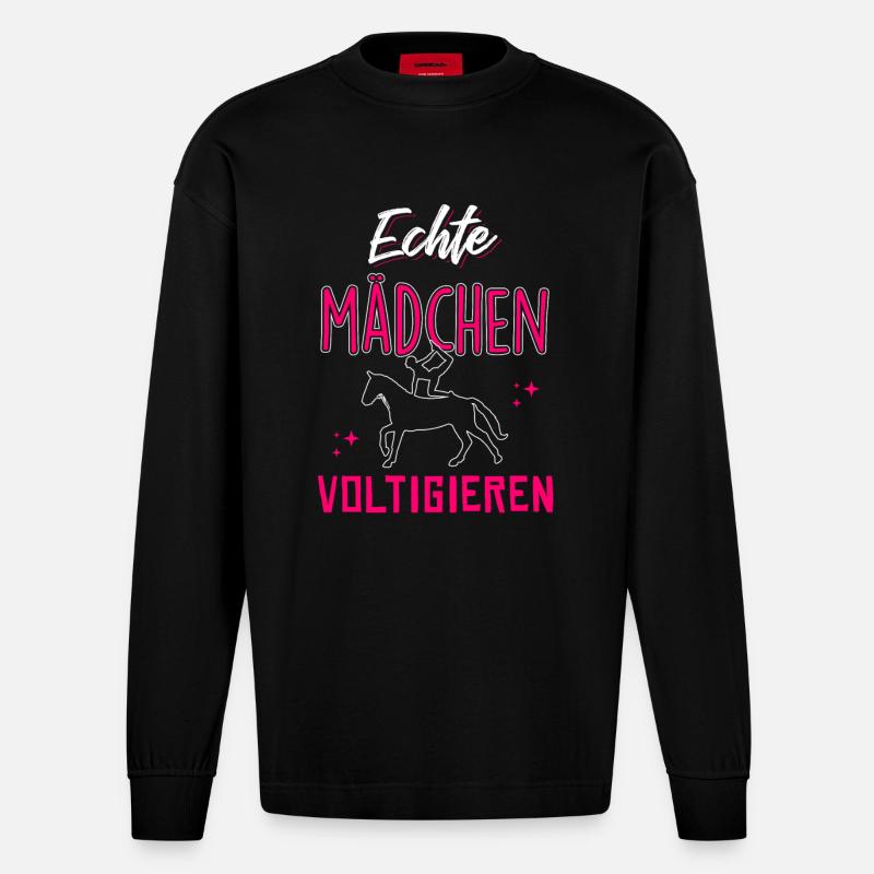 Echte Mädchen Voltigieren - Heavyweight Oversized Organic Langarmshirt Made in EU - SOLID BLACK